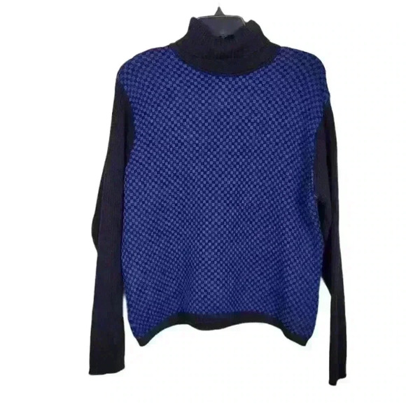 Talbots Turtle Neck Sweater Black Blue  Sz L Petite - Picture 1 of 5
